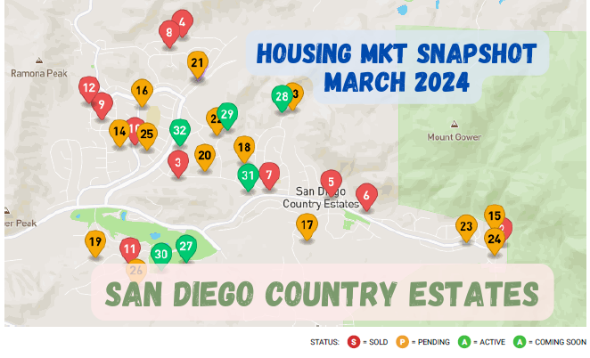 List of Active homes for sale in the San Diego Country Estates Mar 2024